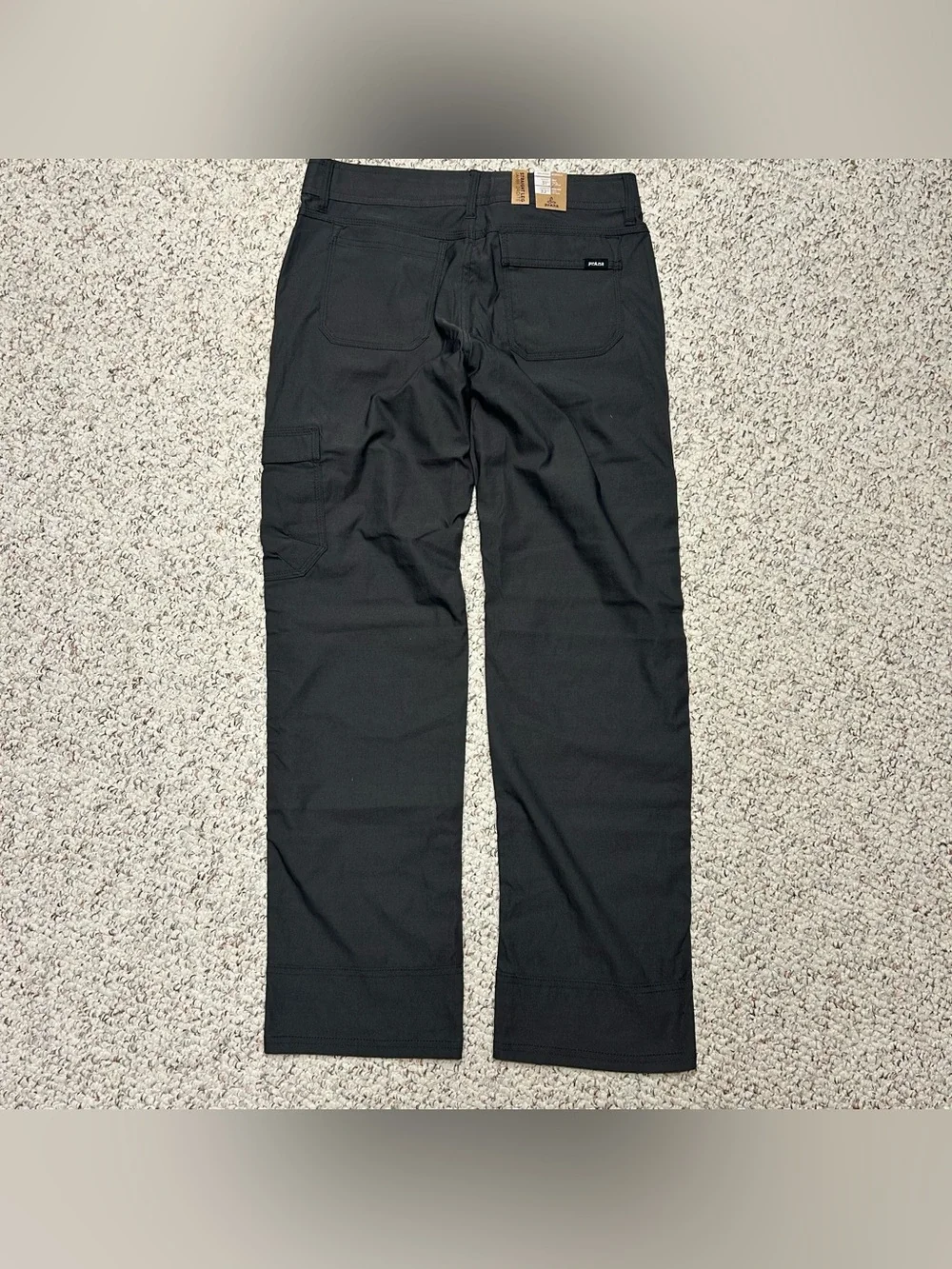 Prana Stretch Zion Pants II Dark Iron Gray Mens 31x32 Straight Leg UPF Roll Up